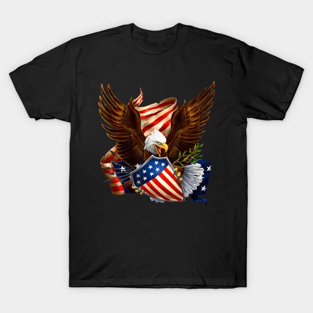 Patriotic Eagle Shield arrows american flag 4th of July T-Shirt by Namatustee